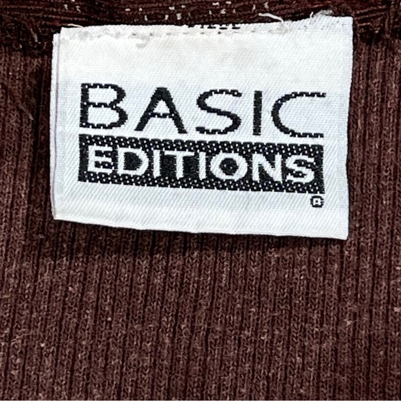 Basic Editions VINTAGE size small brown long sleeve shirt, velvet collar & bow - Picture 8 of 8